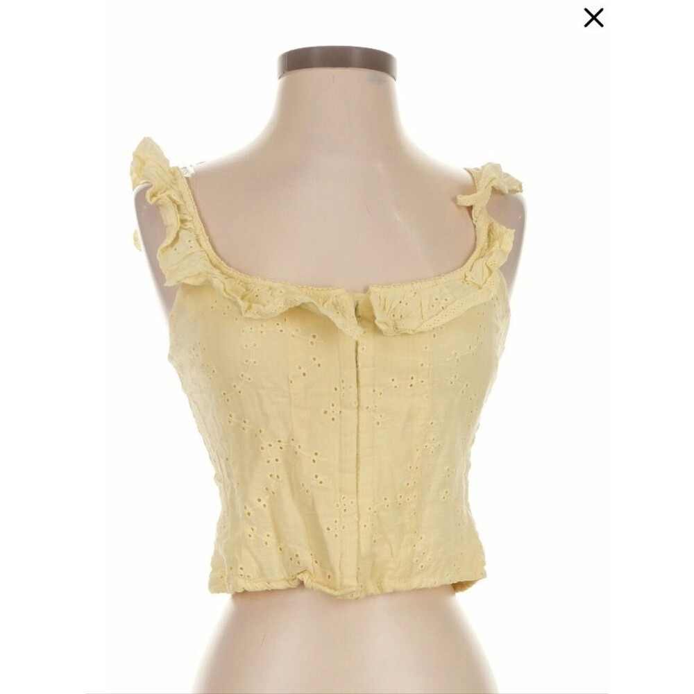 NWT XXL Light Yellow Eyelet Ruffle Crop Top